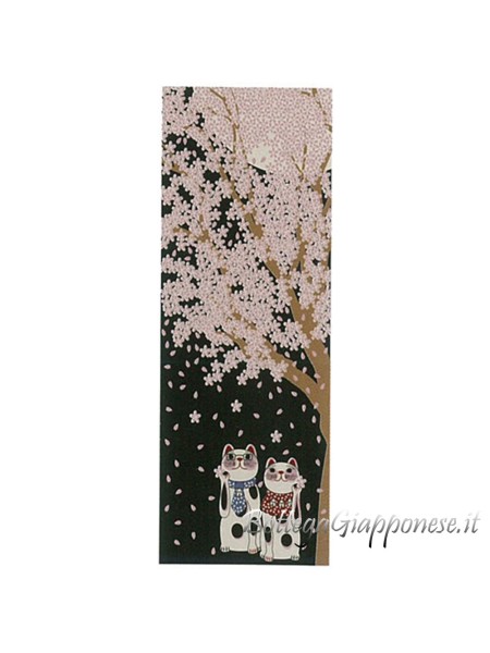 Tenugui art fiori sakura maneki neko