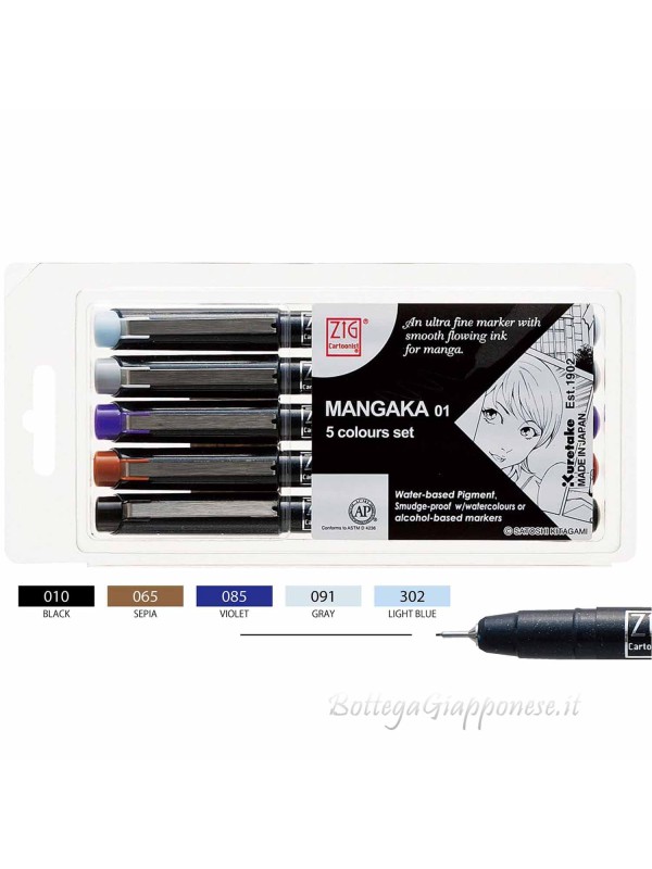 Cartoonist Zig Mangaka set 5 colori Kuretate CNM-01/5V