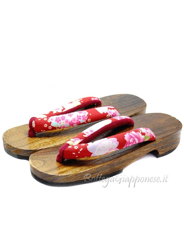 Geta Sandali legno infradito rosso (mis. M) Ayumi