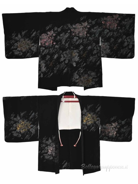 Haori giacca kimono seta ricami cangianti