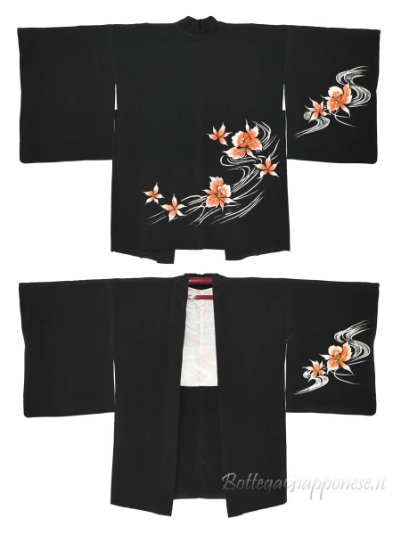 Haori giacca kimono seta fiore dipinto