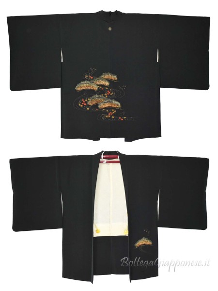 Haori giacca kimono seta dipinto muschio