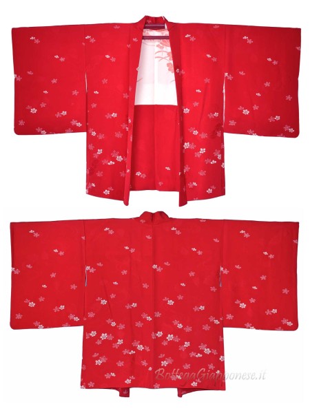 Haori giacca kimono seta rosso momiji