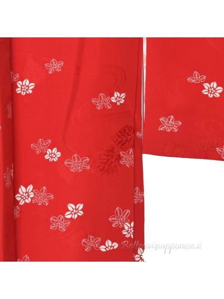 Haori giacca kimono seta rosso momiji