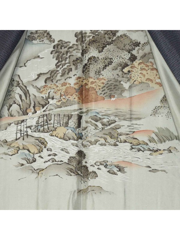 Haori giacca kimono seta paesaggio montano