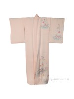 Houmongi kimono seta rosa damscato