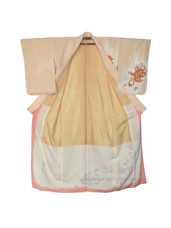 Houmongi kimono seta damascato e ricami