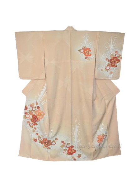 Houmongi kimono seta damascato e ricami