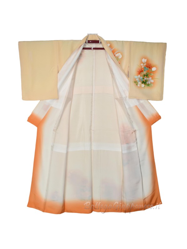 Houmongi kimono seta punti damascati