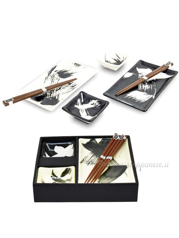 Box sushi set x2 piatti ciotole e bacchette