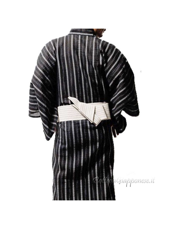 Yukata nero uomo con obi inclusa