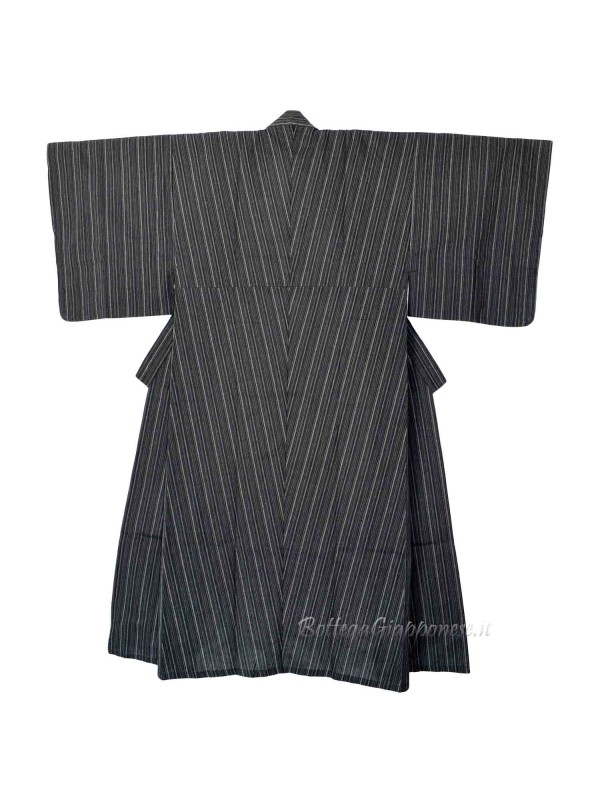 Yukata nero righe con 4 accessori inclusi (LL)