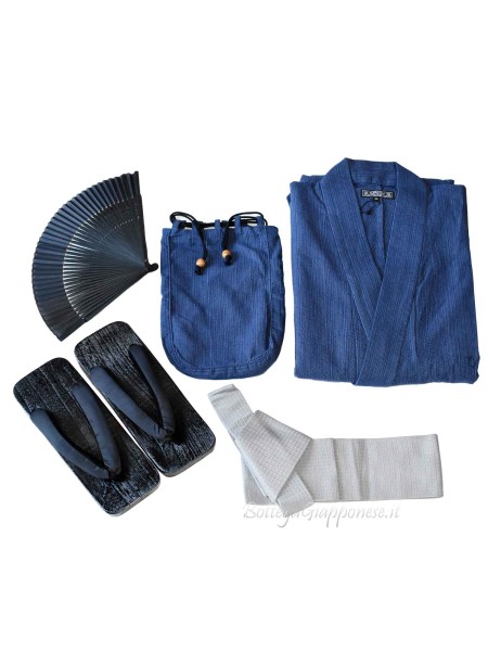 Yukata navy con 4 accessori inclusi (LL)