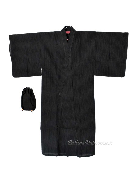 Yukata nero con 4 accessori inclusi (LL)